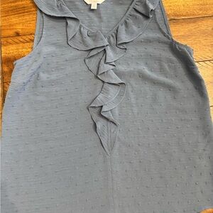 LC Lauren Conrad Dusty Blue Ruffle Front Sleeveless Camisole